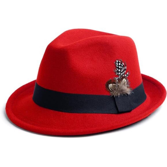 Short Brim Fedora Hats for Men & Women Felt Dress Panama Trilby Hats with